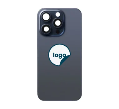 iPhone 15 Pro bagglas med kameralinse+metalplade+Trådløs oplader flex+Magsafe magnet+Flashlight flex - OEM (Diagnosticerbart) (Blue Titanium)