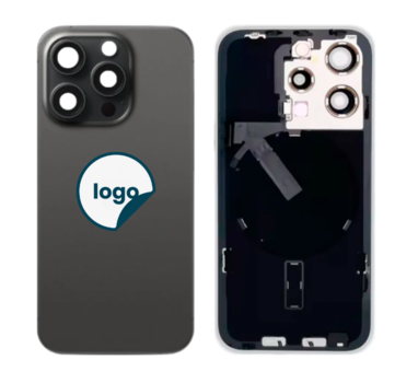 iPhone 15 Pro bagglas med kameralinse+metalplade+Trådløs oplader flex+Magsafe magnet+Flashlight flex - Pull A (Black Titanium)