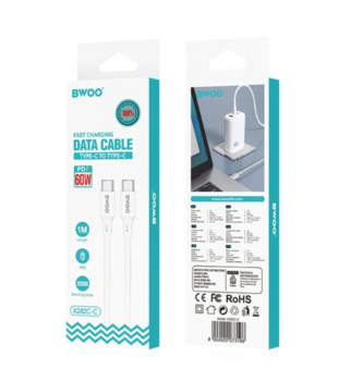 BWOO USB-C - USB-C Cable 1m - White (60W)