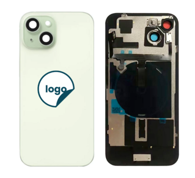 iPhone 15 bagglas med kameralinse + metalplade + Trådløs oplader flex + Magsafe magnet + Flashlight flex - Pull A (grøn)