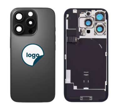 iPhone 16 Pro bagglas med kameralinse+metalplade+Trådløs oplader flex+Magsafe magnet+Flashlight flex - Pull A (Black Titanium)