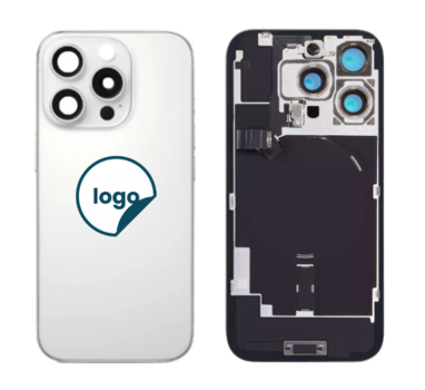 iPhone 16 Pro bagglas med kameralinse+metalplade+Trådløs oplader flex+Magsafe magnet+Flashlight flex - Pull A (White Titanium)