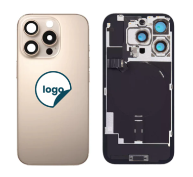 iPhone 16 Pro bagglas med kameralinse+metalplade+Trådløs oplader flex+Magsafe magnet+Flashlight flex - Pull A (Desert Titanium)