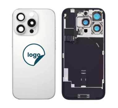 iPhone 16 Pro Max bagglas med kameralinse+metalplade+Trådløs oplader flex+Magsafe magnet+Flashlight flex-Pull A (White Titanium)