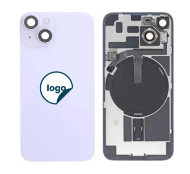 iPhone 14 Plus bagglas med kameralinse + metalplade + Trådløs oplader flex + Magsafe magnet + Flashlight flex - Pull A (lilla)