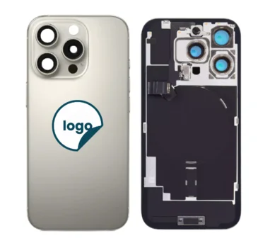 iPhone 16 Pro Max bagglas med kameralinse+metalplade+Trådløs oplader flex+Magsafe magnet+Flashlight flex- OEM (Diagnosticerbart) (Natural Titanium)