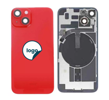 Back Glass for iPhone 14 Plus with Camera Lens + Metal Plate + Wireless NFC Charging + Magsafe Magnets + Flashlight Flex - Pull A (Red)