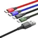 Baseus Lightning / 2x USB Type C / micro USB Nylon Kabel 1.2m