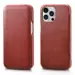 iCarer Curved Edge ægte læder flip cover til iPhone 13 Pro Rød