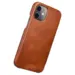 iCarer Curved Edge Genuine Leather Flip Case for iPhone 12 Mini Brown