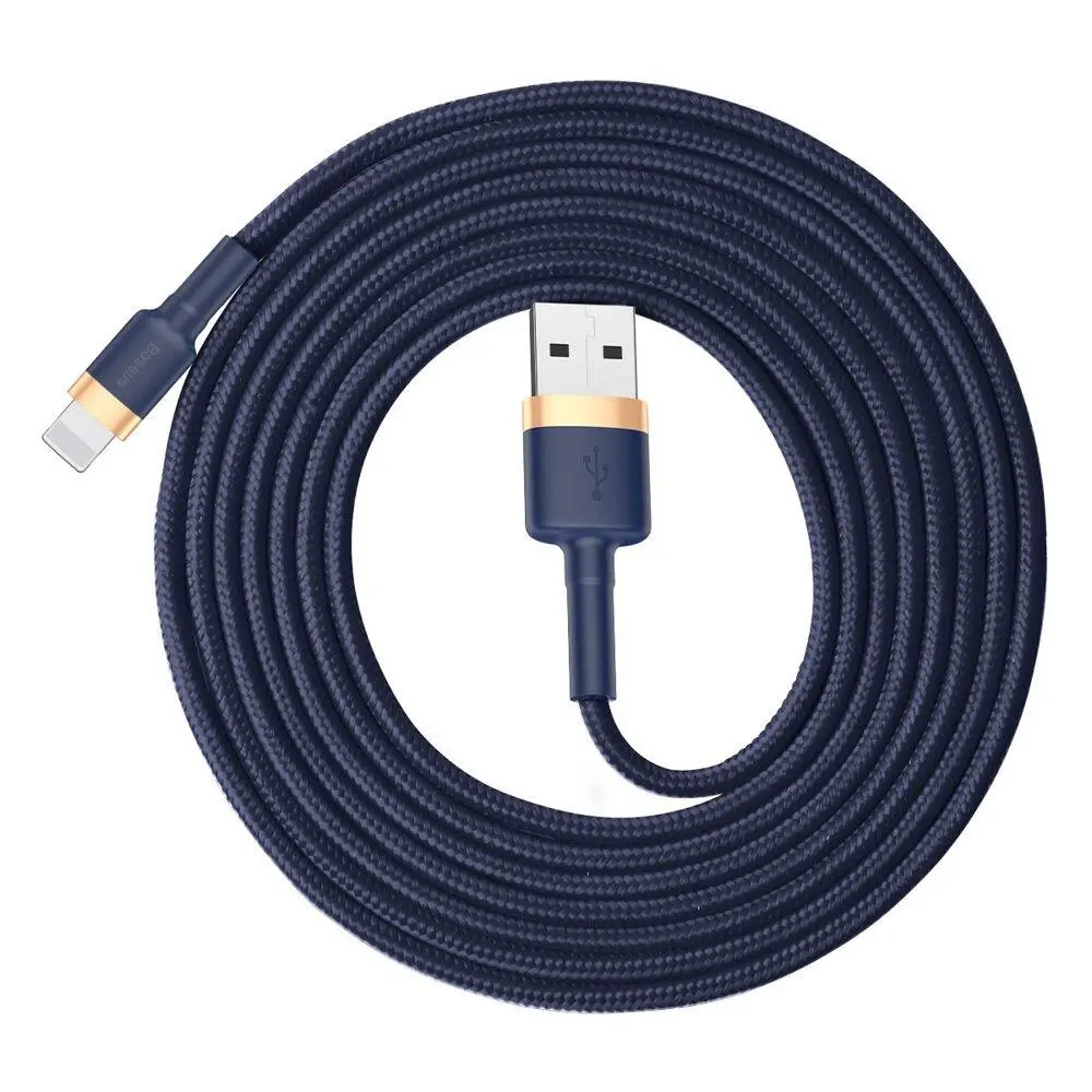 Køb Baseus Cafule Nylon USB - Lightning Kabel 2m Sort/Guld