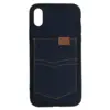 Pocket Design Jeans Cloth Wallet Case for iPhone X Blue