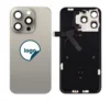 iPhone 15 Pro Max bagglas med kameralinse+metalplade+Trådløs oplader flex+Magsafe magnet+Flashlight flex - OEM (Diagnosticerbart) (Natural Titanium)